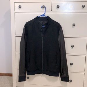 Theory peacoat with leather sleeves, size L
